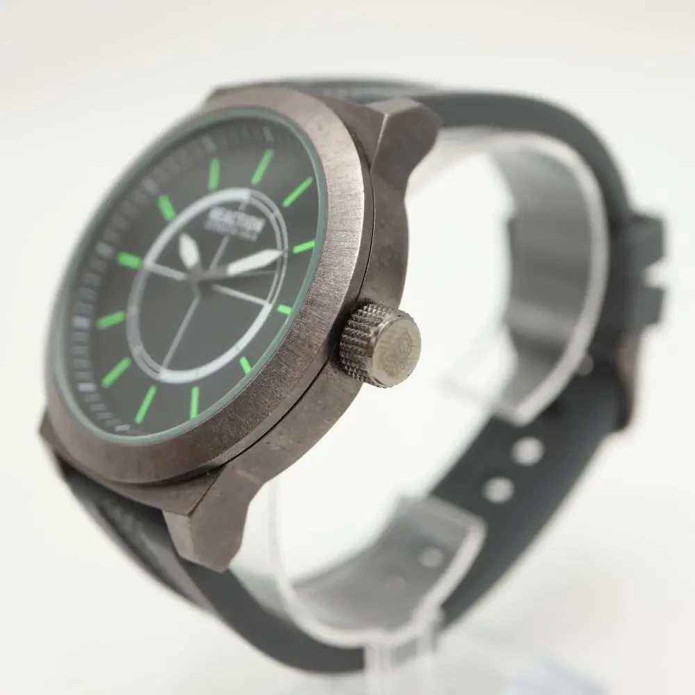 Kenneth Cole Reaction Mens 48mm Watch Gray Black Green Jumbo w New Battery
